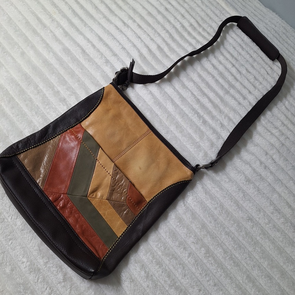 The Sak Leather Patchwork Crossbody Bag Purse Boho Festival Hippie